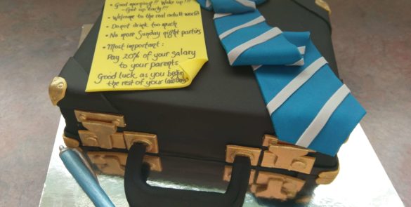 Suitcase and tie fondant cake by Sugar Swirls & Sprinkles